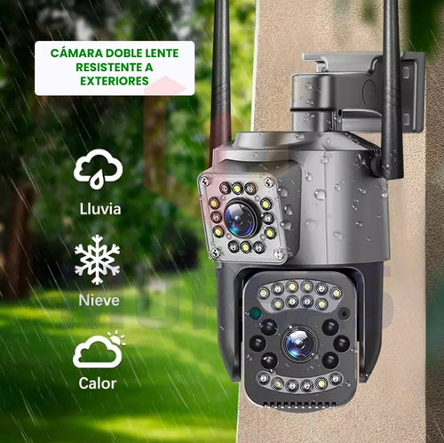 CÁMARA DE SEGURIDAD WIFI DOBLE LENTE 360° HD | Visión Panorámica, Acceso desde el Celular y Detección de Movimiento