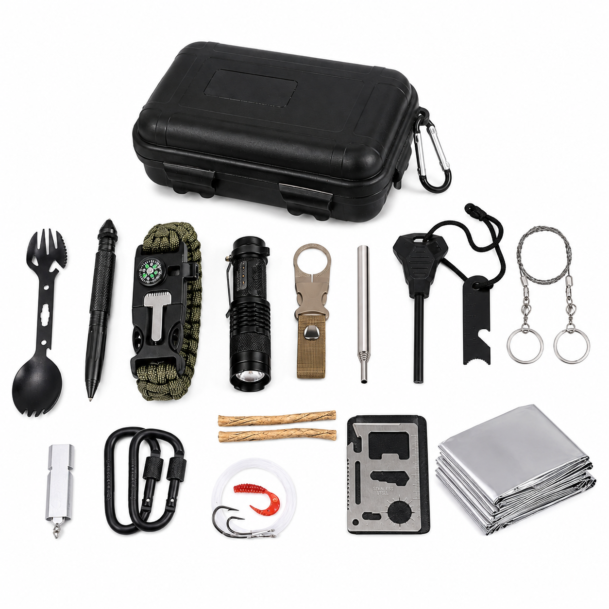 🆘 Kit de Supervivencia 14 Piezas para Emergencias, Camping y Terremotos